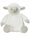 A plush toy from Mumbles, model MM576, featuring white fleece with beige accents on the face, ears, and feet, sitting upright.