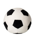 A Soft Toys black and white plush football with pentagon and hexagon patterns is displayed on a plain white background.