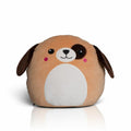 The MM800 by Mumbles is a round, plush toy shaped like a dog, featuring beige fur, floppy brown ears, a white belly, a small black nose, a brown patch over one eye, and rosy cheeks. It is shown sitting against a plain white background.
