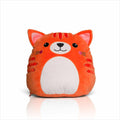 The Mumbles MM800 is an adorable plush toy designed as an orange cat, featuring a white belly, embroidered eyes, and a smiling face. It has pointy ears and pink blush on its cheeks, all set against a plain white background.