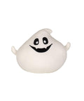 A Soft Toys plush is displayed against a plain white background; it’s white, round, has short arms, black oval eyes, and a black smiling mouth.