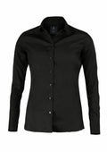 A Nimbus N101F black long-sleeve button-up shirt displayed on a white background.