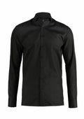 Nimbus N101M black long-sleeved button-up shirt with a collar, displayed against a white background.