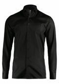 A black, long-sleeve collared button-up shirt from Nimbus, product number N102M, displayed against a white background.