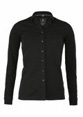 Nimbus N103F black long-sleeve button-up shirt with a collar, showcased on a plain background.