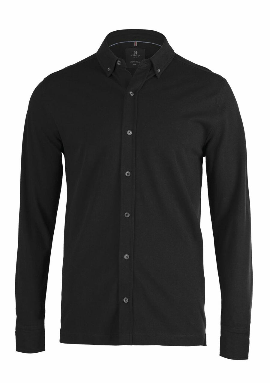 The Nimbus N103M is a black long-sleeve button-up shirt displayed on a white background.