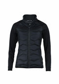 The Nimbus N104F is a black jacket featuring a quilted front, zip closure, long sleeves, and a high collar.