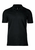 Product N107M: Nimbus black short-sleeve polo shirt with a collar, front view.
