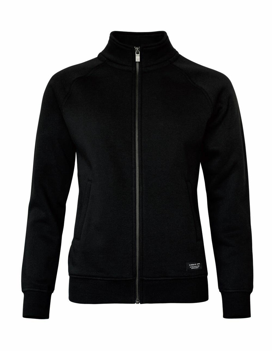 A Nimbus N110F black zip-up jacket featuring a high collar and side pockets, showcased against a plain white background.