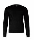Nimbus N112M sweater featuring a black V-neck and long sleeves set against a white background.