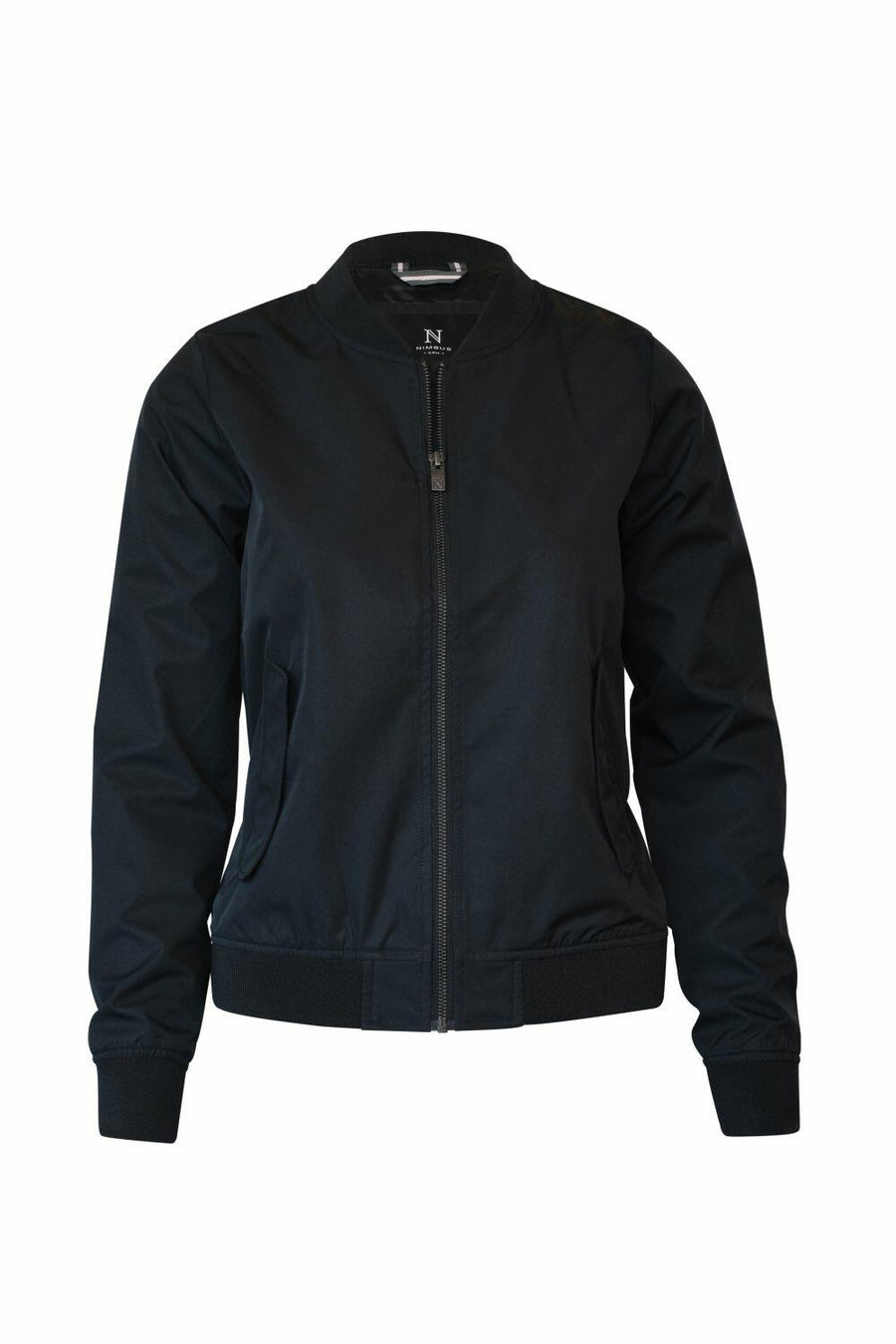 A Nimbus N117F bomber jacket in black, featuring a front zipper and two side pockets.