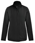 The Jackets product features a plain black long-sleeve design with a standing collar and concealed front fastening, shown on a white background.