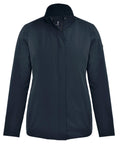 The Jackets product is a plain, dark long-sleeve jacket with a high collar and front zip, shown on a white background. It features a lightweight, simple, and minimalistic design.