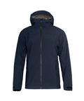 The Jackets product is a navy blue hooded jacket featuring a front zip, two zipped side pockets, and adjustable cuffs, displayed on a plain white background.