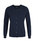 Cardigans: Navy blue, long-sleeved, button-up style with round neckline and ribbed cuffs, shown on a plain white background.