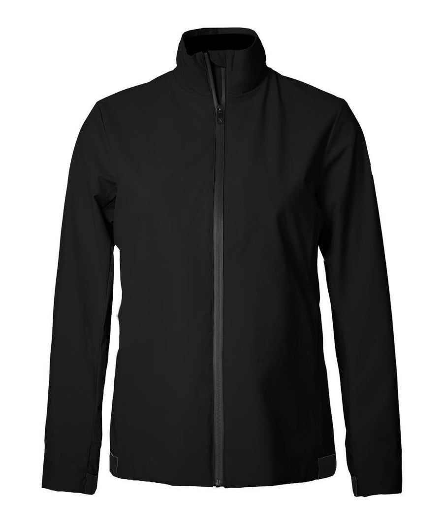 The Jackets product is a plain black zip-up with a high collar and long sleeves, featuring a minimalist design with no visible logos or patterns, displayed on a white background.