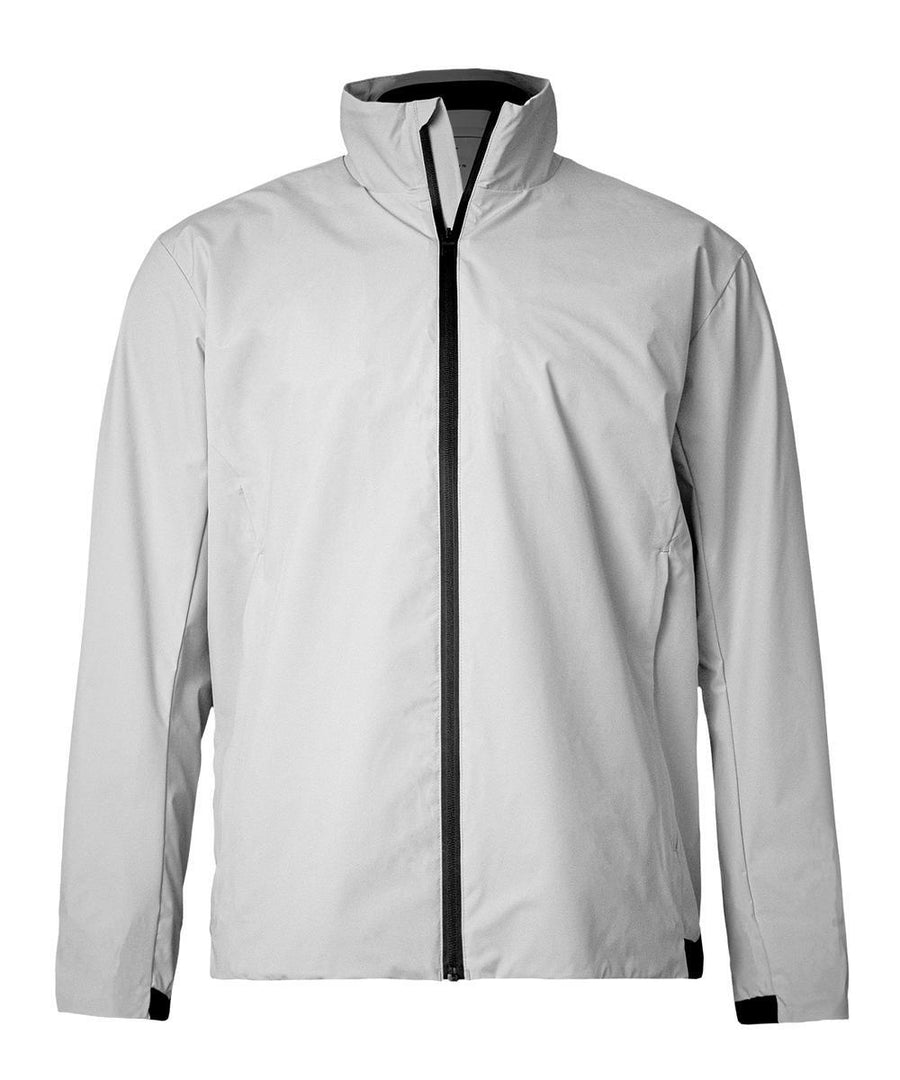 A light grey Jackets long-sleeve jacket with a black front zip, high collar, and straight cuffs, shown on a plain white background.