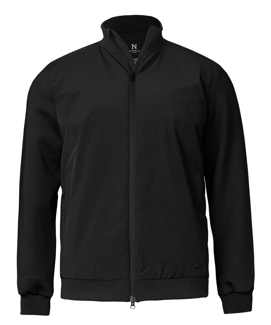 Jackets: A plain black zip-up jacket with a high collar and long sleeves, featuring a minimalist design without logos or patterns, displayed on a white background.