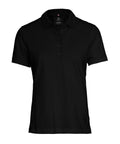 The Polos shirt is a plain black, short-sleeve polo with a collar and four-button placket, shown on a white background. It features a simple, classic design without logos or patterns.
