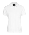 The Polos shirt is a plain white, short-sleeve polo featuring a collar and front buttons, shown on a white background.