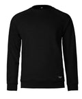 A black crew neck sweatshirt with long sleeves, ribbed cuffs, and a small black label near the bottom left hem. The Sweatshirts product is shown on a white background.