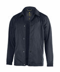A Nimbus NB105 navy blue, long-sleeve jacket with a button-up front and collar. It has a 25-year logo and size label on the inside.