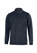 The Nimbus NB105 is a black, long-sleeved jacket featuring a button-up front and a collar, showcased against a plain white background.