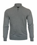 Displayed against a white background is the Nimbus NB121 sweater, featuring a gray color, long sleeves, and a zip-neck design.