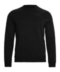 A plain black crewneck sweatshirt with long sleeves, ribbed cuffs and hem, no visible logos or designs, displayed on a white background.
