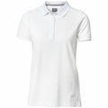 Product NB37F, a white short-sleeve polo shirt by Nimbus featuring a buttoned collar, is displayed on a plain background.