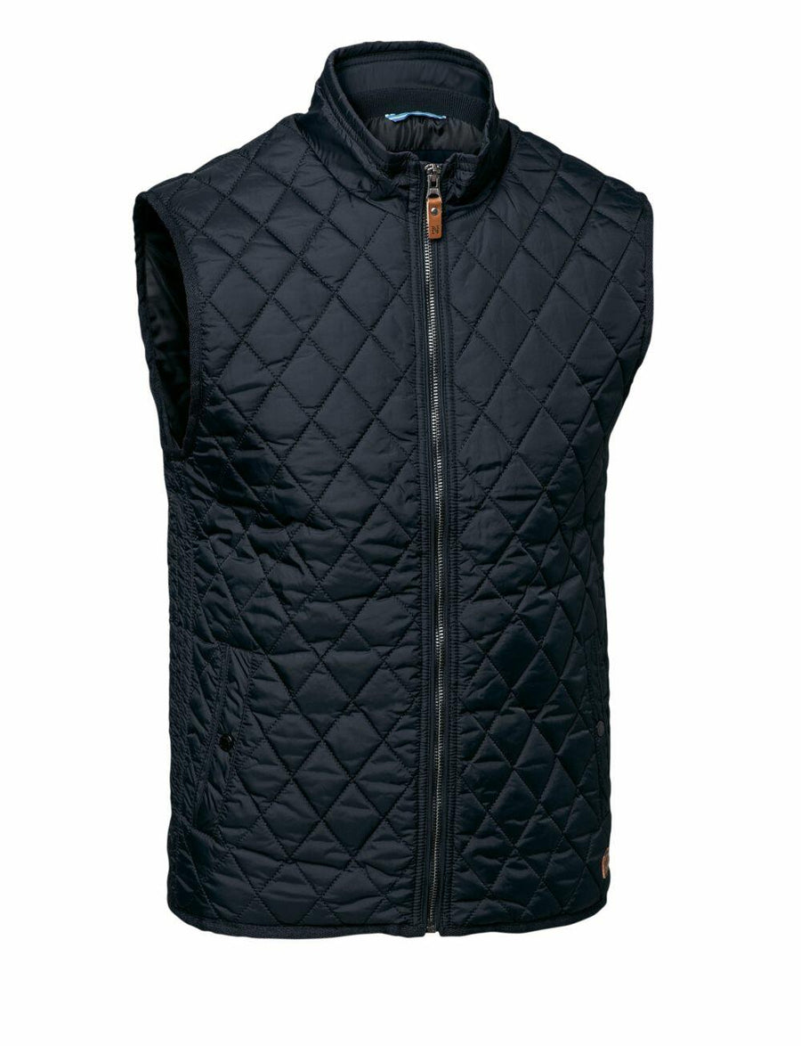 Nimbus's NB46M vest features a black quilted design, complemented by a front zipper and a high collar.