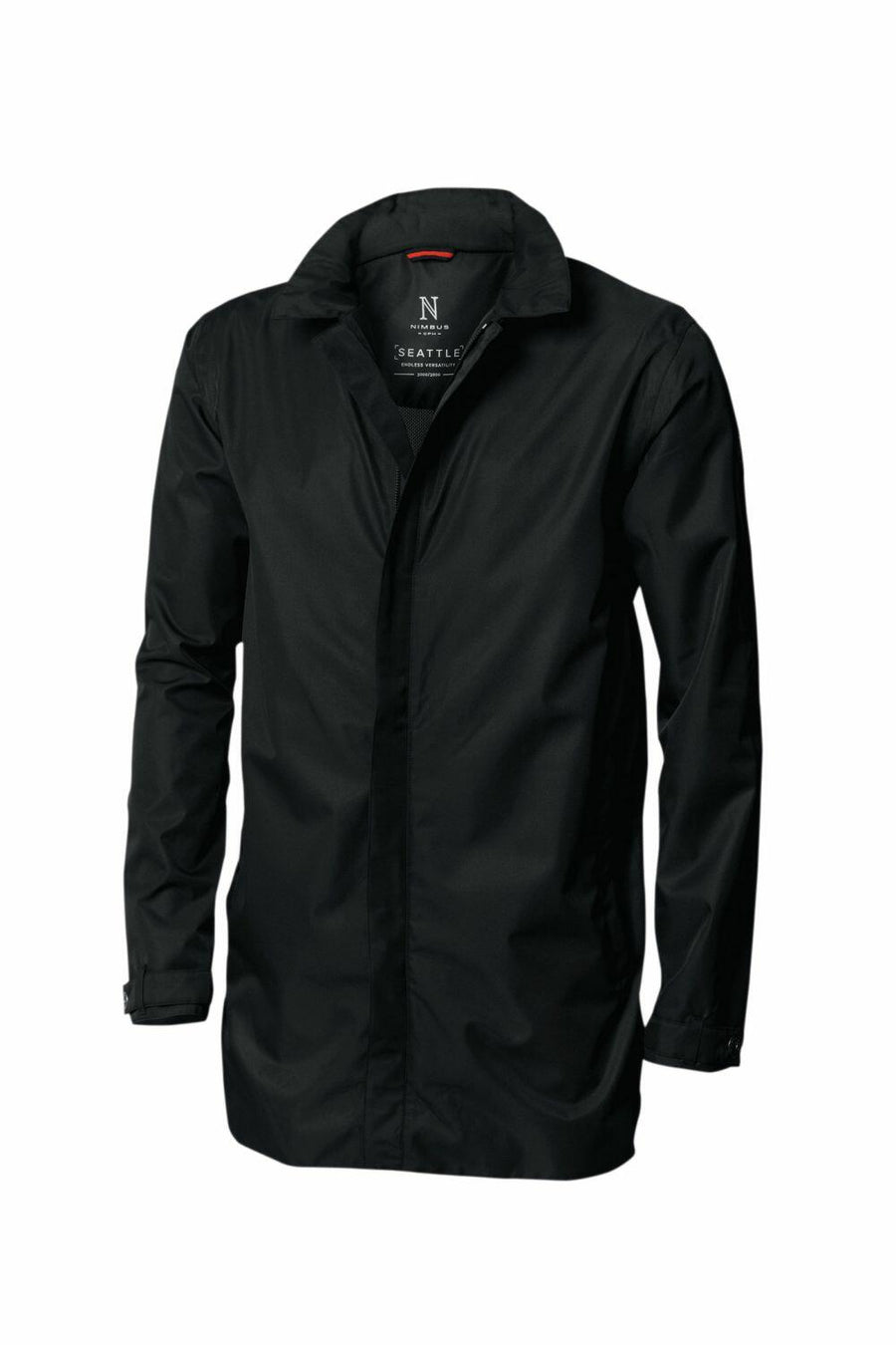 NB51M by Nimbus - A black long-sleeve button-up shirt with a collar, featured against a white background.