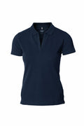 The NB52F by Nimbus is a plain, dark navy blue polo shirt featuring short sleeves and a v-neck collar. The fabric looks soft, with no visible logos or patterns on the shirt. It's displayed against a white background.