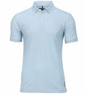 The NB52M by Nimbus is a short-sleeve polo shirt in light blue, featuring a collar and three front buttons. Its design is simple and classic.