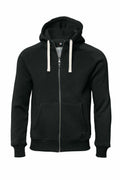 Nimbus NB55M black zip-up hoodie, featuring white drawstrings and front pockets, displayed on a plain white background.