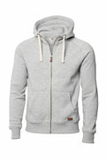 Nimbus NB55M: A gray zip-up hoodie featuring white drawstrings and front pockets.