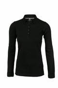 A Nimbus NB71F long-sleeve black polo shirt featuring a collar and a row of buttons down the front.