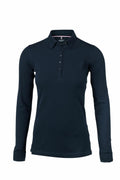 A Nimbus NB71F navy blue long-sleeve polo shirt featuring a collar and buttoned placket, displayed on a plain white background.