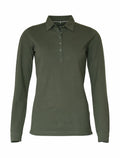 Nimbus's NB71F is a dark green, long-sleeve polo shirt featuring a collar and a button placket.