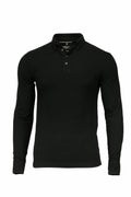 Nimbus NB71M black long-sleeve polo shirt with a buttoned collar, featured on a plain background.