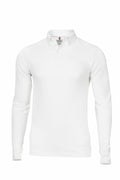 The Nimbus NB71M is a white, long-sleeve polo shirt featuring a button-up collar. It's presented against a plain backdrop, highlighting its clean and simple design.