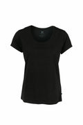 The NB73F by Nimbus is a black short-sleeved T-shirt displayed against a white background.