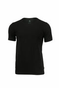Nimbus NB73M t-shirt, a plain black short-sleeve design featuring a round neck, showcased against a white background.