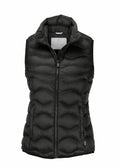 The NB79F by Nimbus is a black, puffy sleeveless vest featuring a front zipper and high collar, displayed against a white background.