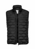 Product NB79M from Nimbus is a black, quilted sleeveless jacket featuring a high collar and front zipper.