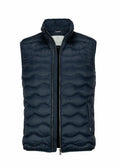 A Nimbus NB79M puffer vest in navy blue featuring a zippered front and high collar.