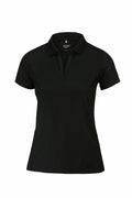 A Nimbus NB86F black short-sleeve polo shirt with a collar, showcased on a white background.