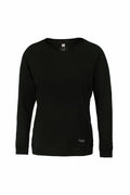 Product Description: The Nimbus NB87F is a plain black long-sleeve sweatshirt featuring a round neckline, showcased on a white background.