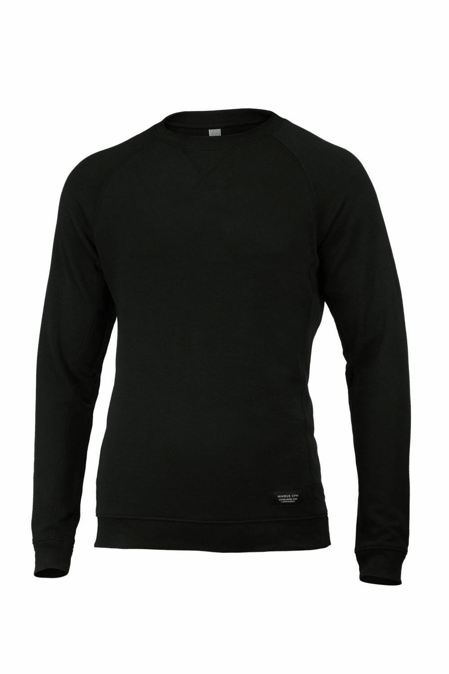 Product NB87M by Nimbus, a plain black long-sleeve sweatshirt, displayed on a white background.
