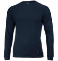 The NB87M by Nimbus is a plain, dark blue crew neck sweatshirt featuring long sleeves and a small label at the bottom.